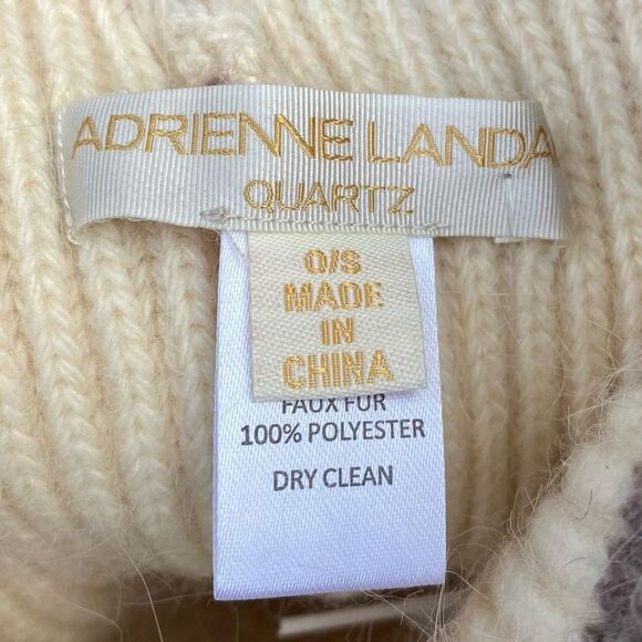 NWT Adrienne Landau Color Block Knit Beanie/Hat Crystals Beige/Pink/Mauve OS - Picture 8 of 13
